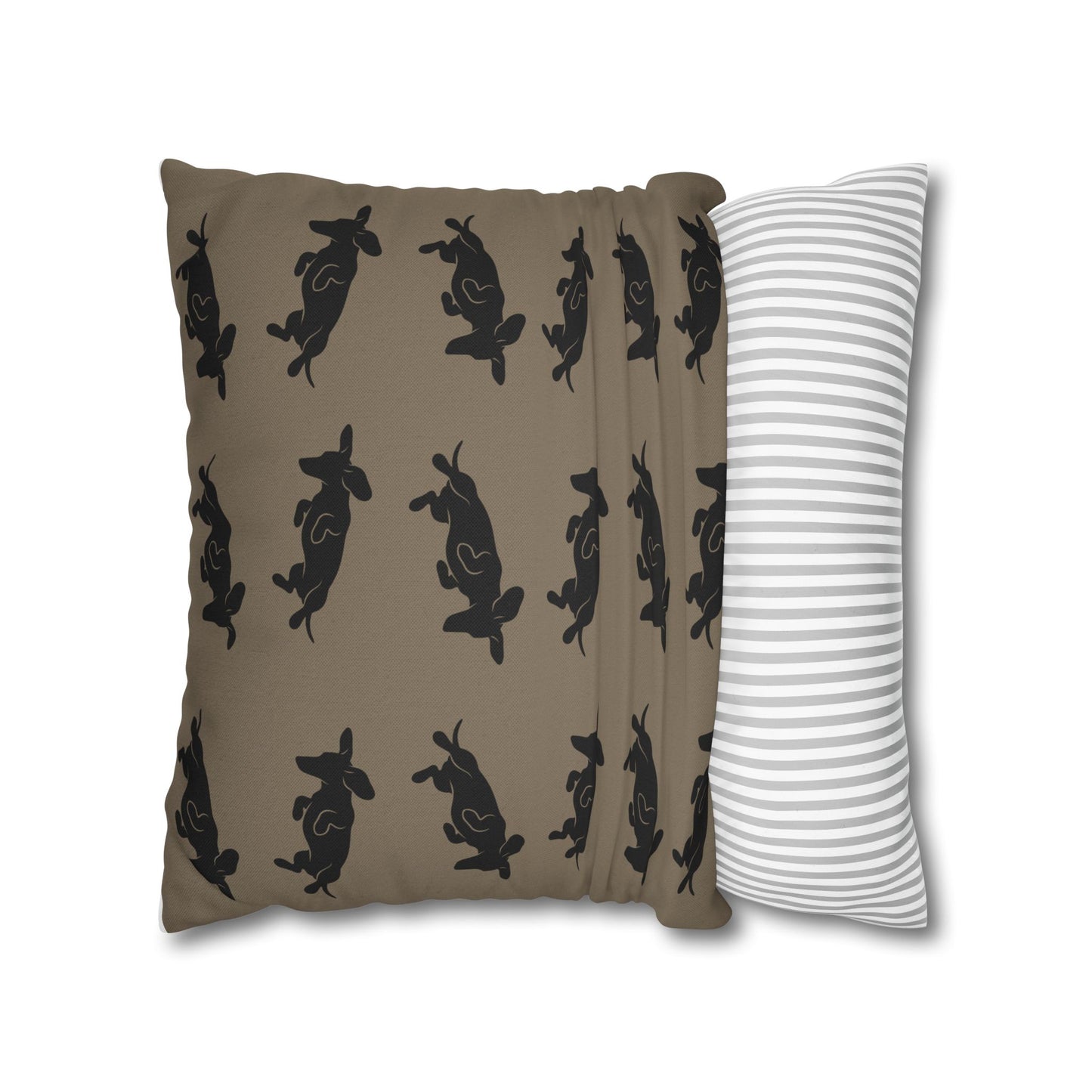 Belly Up Dachshund Throw Pillow Cover - Greige | 18" x 18"