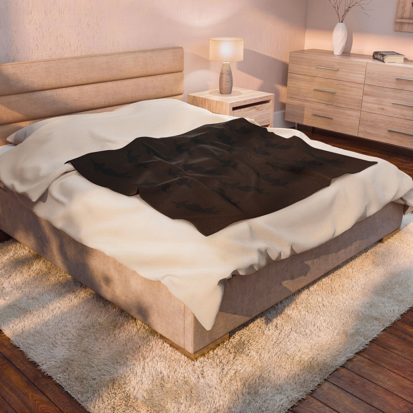 Belly Up Dachshund Blanket - Espresso Brown | 50" x 60" Throw