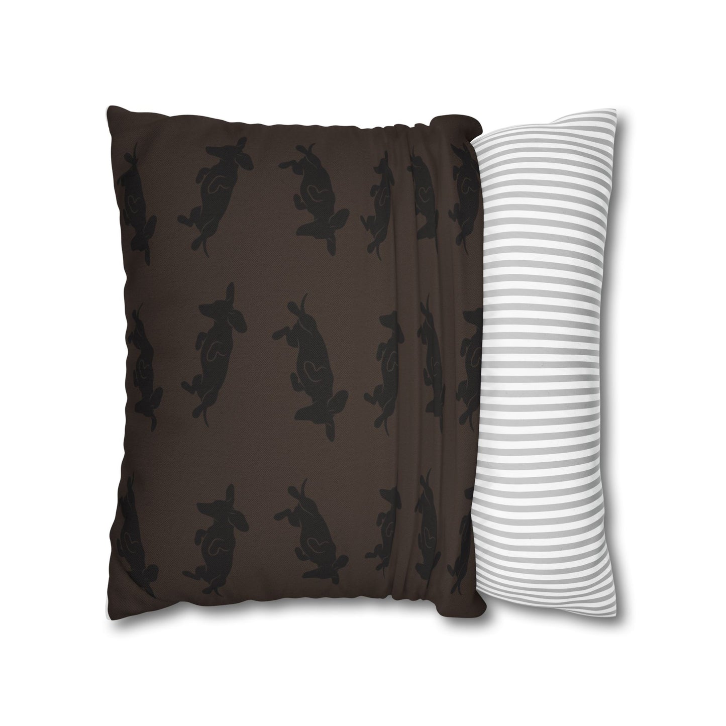 Belly Up Dachshund Throw Pillow Cover - Espresso Brown | 18" x 18"