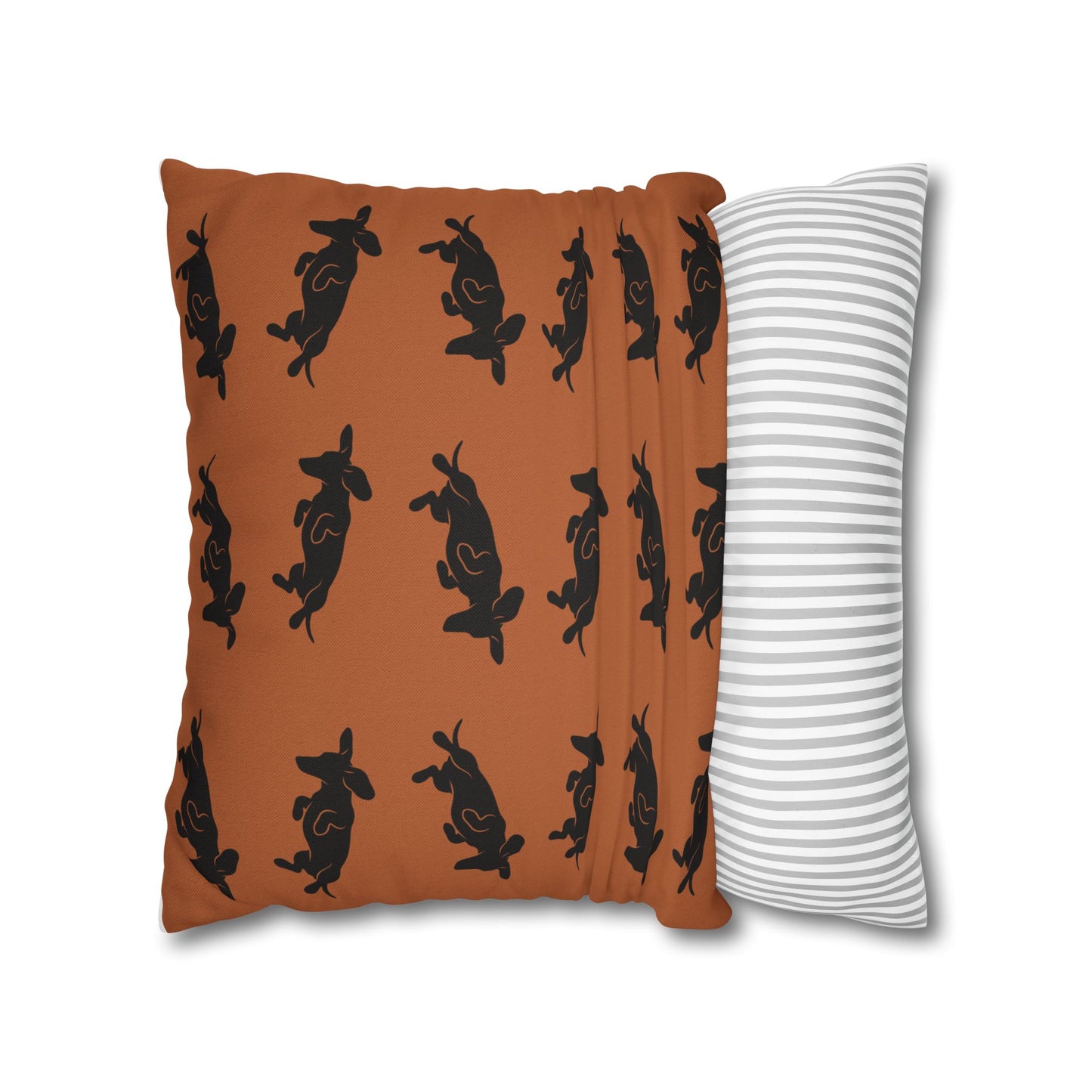 Belly Up Dachshund Throw Pillow Cover - Terracotta | 18" x 18"