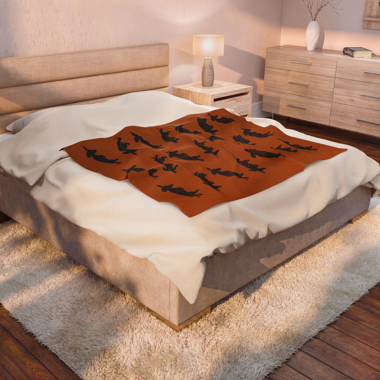 Belly Up Dachshund Blanket - Terracotta | 50" x 60" Throw