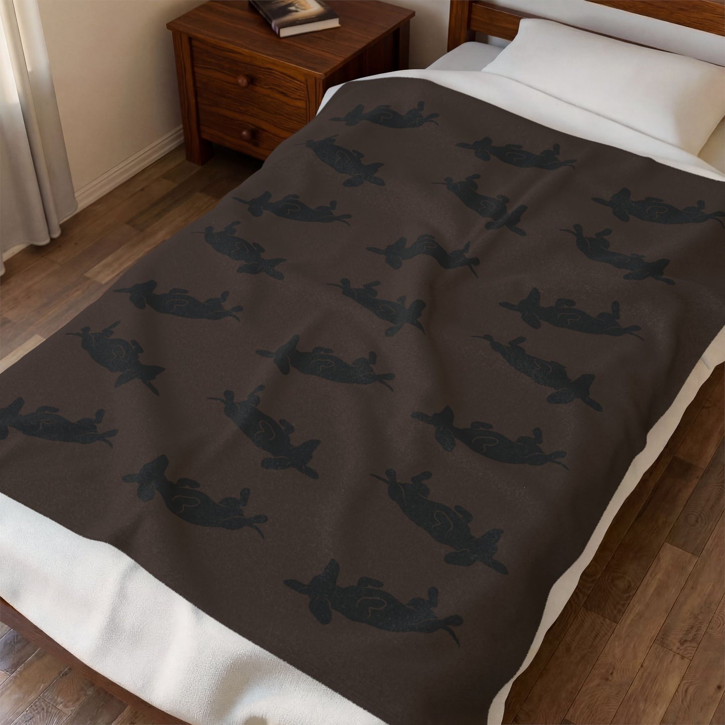Belly Up Dachshund Blanket - Espresso Brown | 50" x 60" Throw