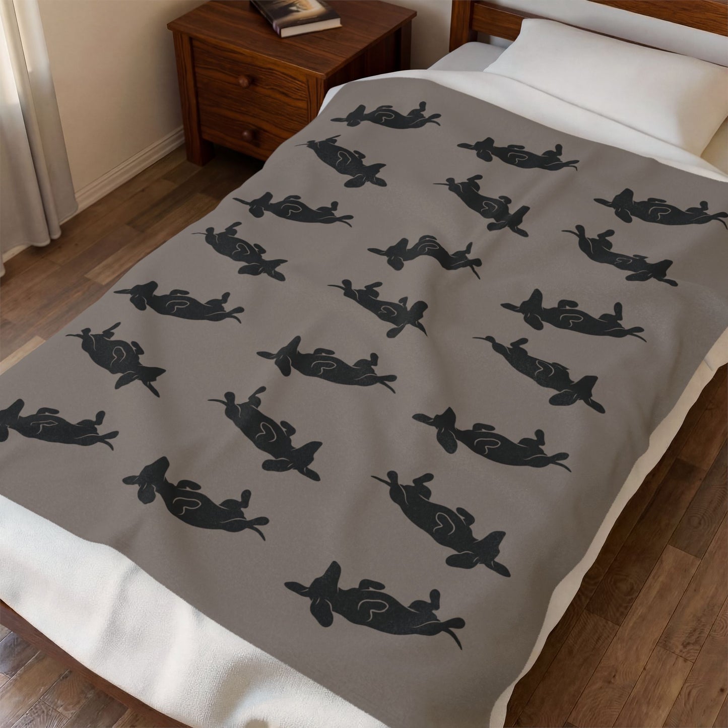 Belly Up Dachshund Blanket - Greige | 50" x 60" Throw