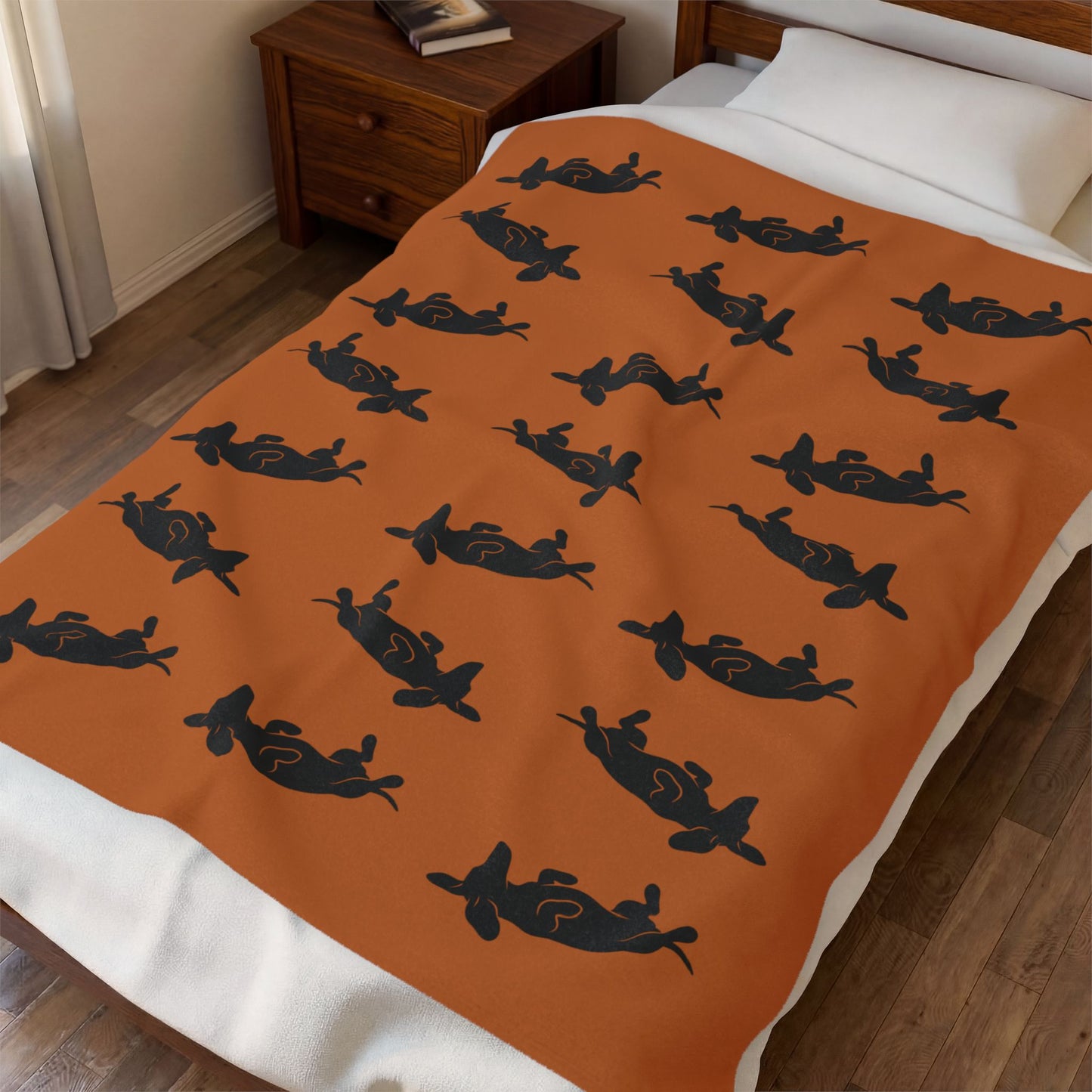 Belly Up Dachshund Blanket - Terracotta | 50" x 60" Throw
