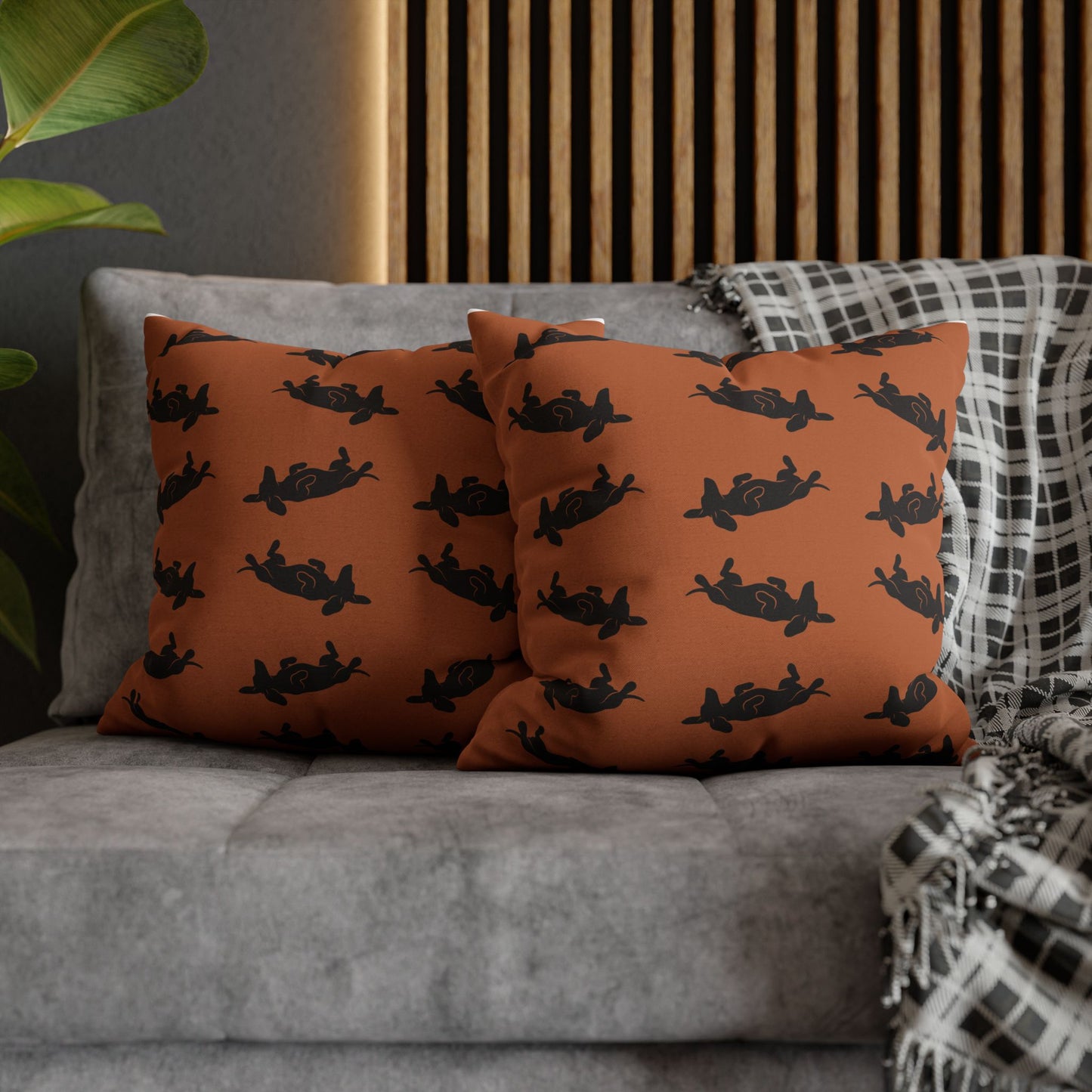 Belly Up Dachshund Throw Pillow Cover - Terracotta | 18" x 18"