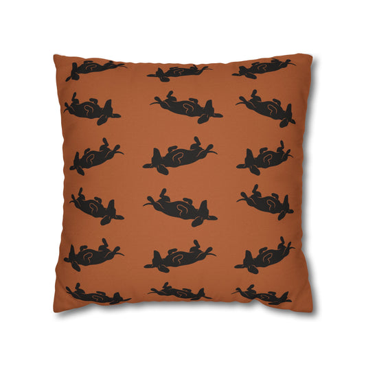 Belly Up Dachshund Throw Pillow Cover - Terracotta | 18" x 18"