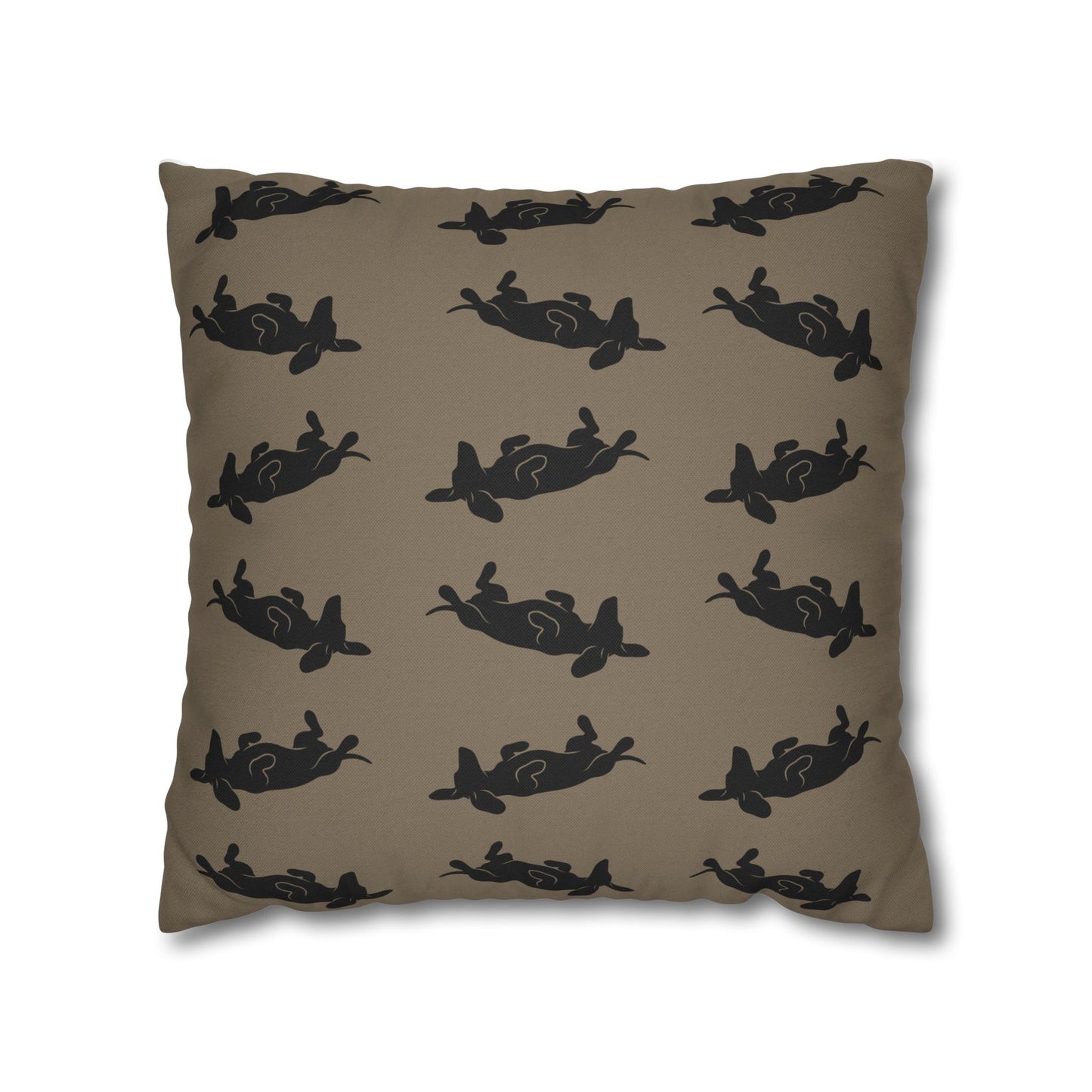 Belly Up Dachshund Throw Pillow Cover - Greige | 18" x 18"