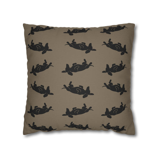 Belly Up Dachshund Throw Pillow Cover - Greige | 18" x 18"