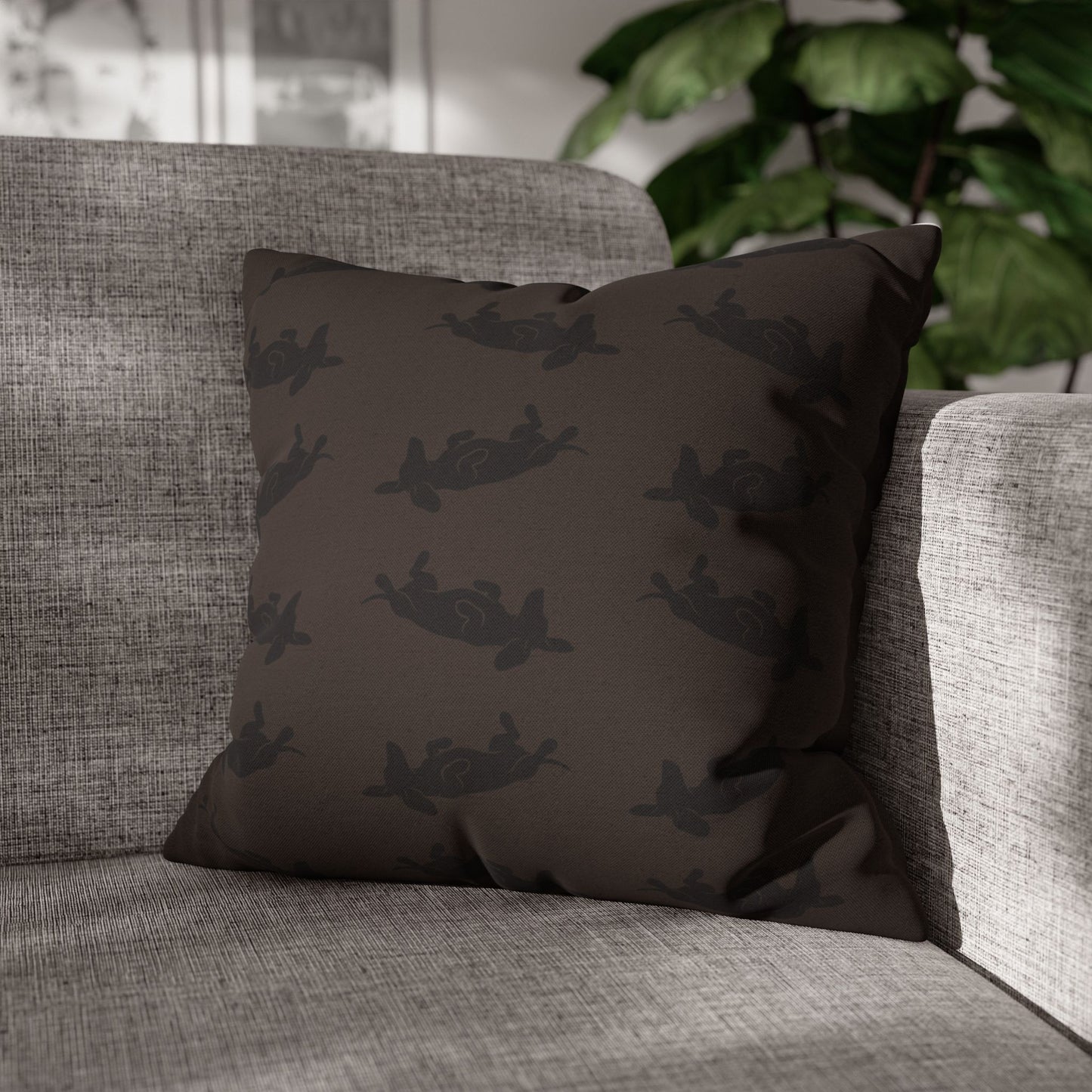 Belly Up Dachshund Throw Pillow Cover - Espresso Brown | 18" x 18"