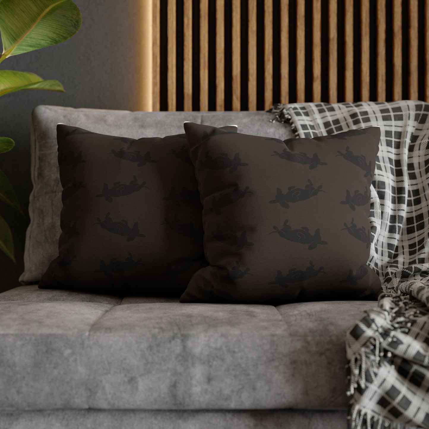 Belly Up Dachshund Throw Pillow Cover - Espresso Brown | 18" x 18"