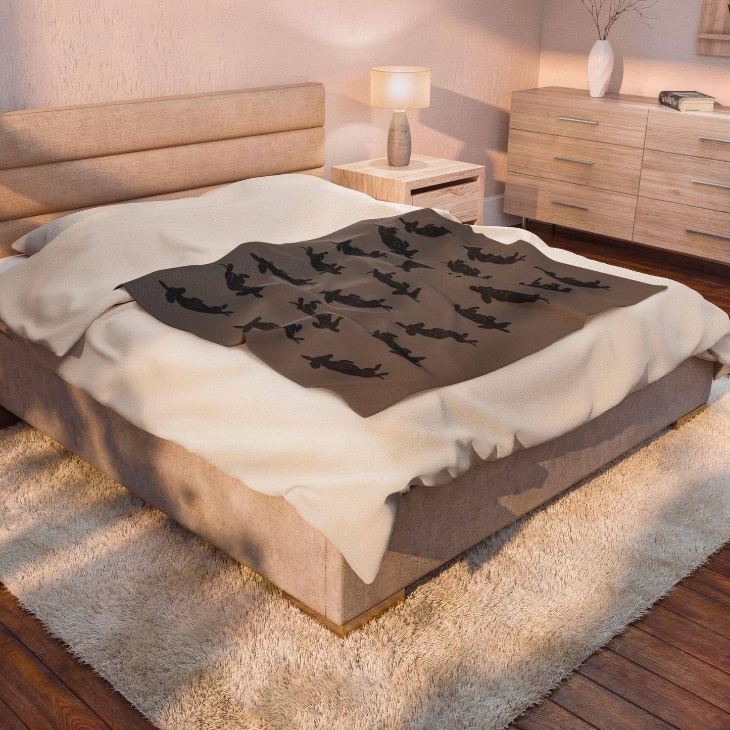 Belly Up Dachshund Blanket - Greige | 50" x 60" Throw
